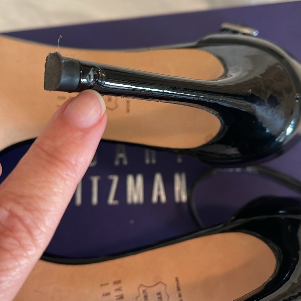 Stuart Weitzman Nudistsong 3 7/8” Heel, Black Patent, Sz 6 - Picture 10 of 11